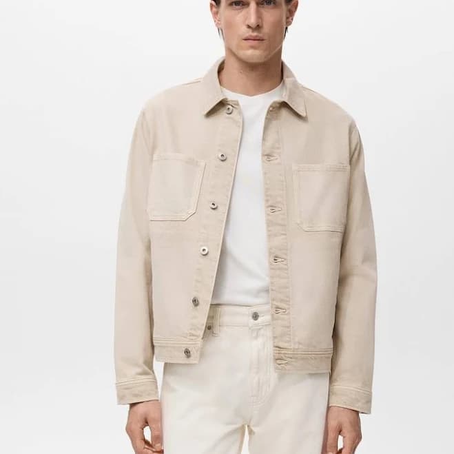 MANGO Men's Slim Fit Denim Jacket with Pockets