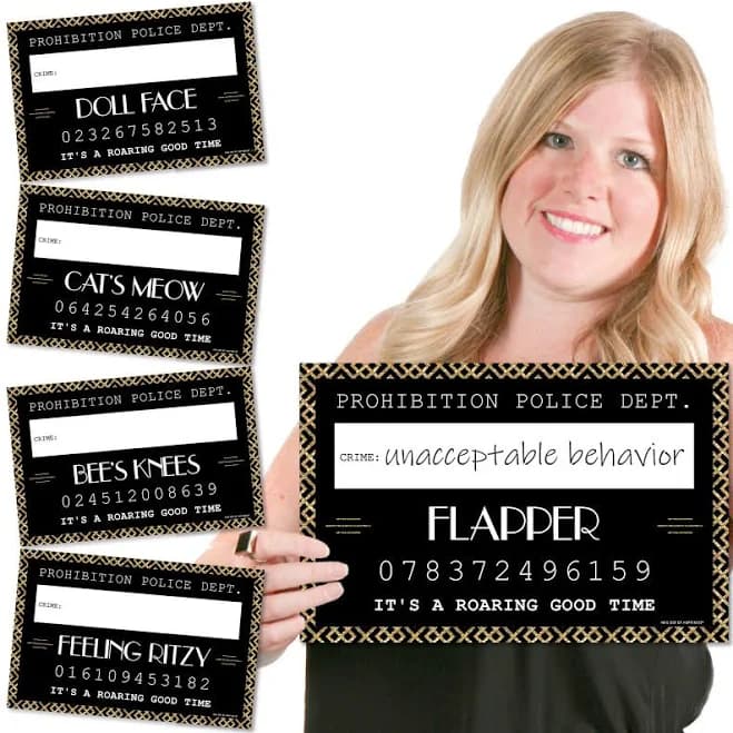Roaring 20's Party Mug Shots Photo Booth Props Kit