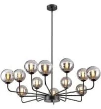 Modern Globe 12 Light Black Chandelier Glass Spherical Chandelier for Living Room with no bulbs included