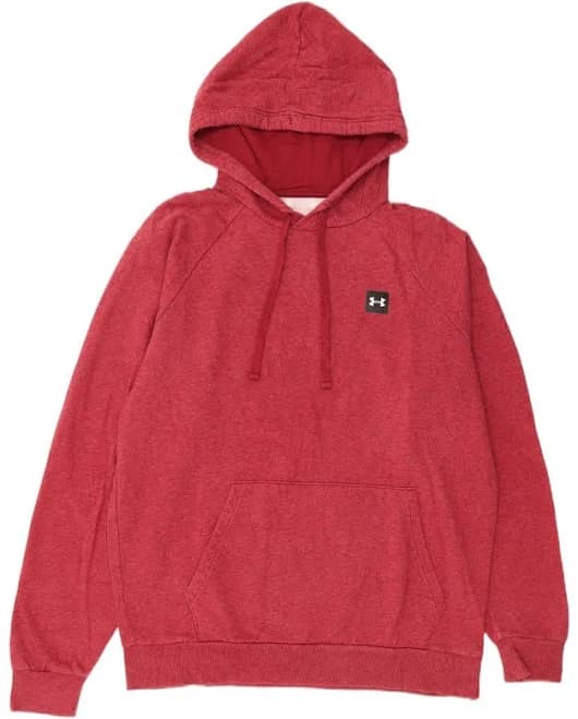 UNDER ARMOUR Mens Hoodie Jumper Medium Red Cotton