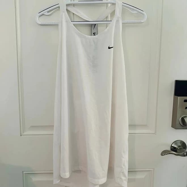 Nike Dri-FIT Tank Top XL | White T-Back Black Strap Logo Activewear1