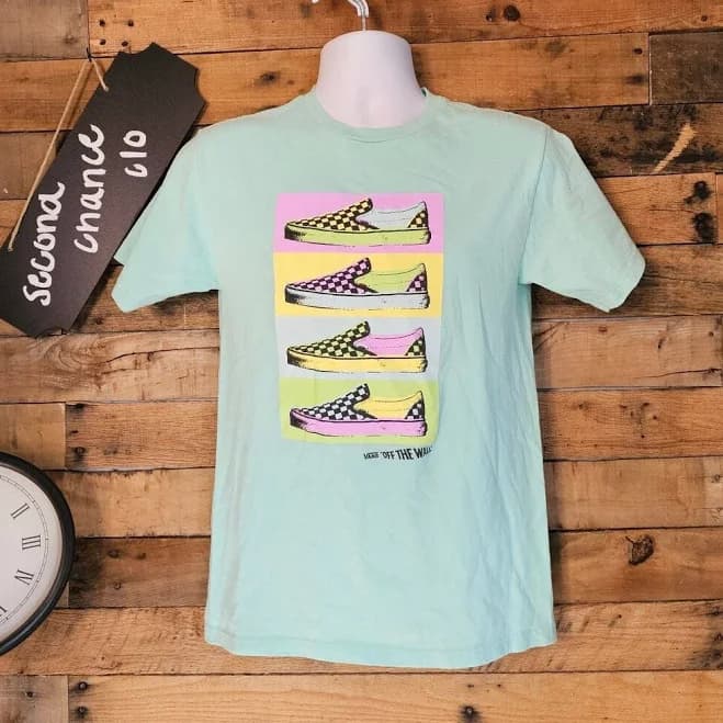 Vans Off The Wall Men's Mint Green Colored Tee Shirt Size Small