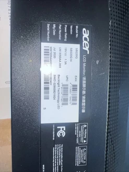 Acer Sb220q 21.5" Widescreen Monitor Display Full HD 75Hz 4 ms GTG