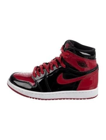 Jordan 1 Retro High OG Patent Bred Sneakers in Black, Women's US 5 | 5