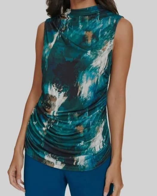 Calvin Klein Women's Sleeveless Mesh Abstract-Print Top