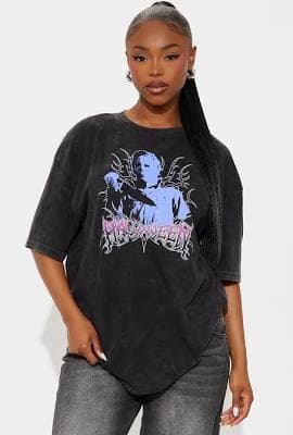 Fashion Nova Oversized Washed Short Sleeve Graphic T-Shirt
