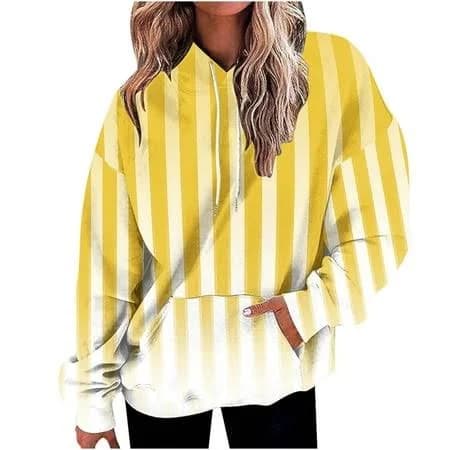 Women's Oversized Striped Hoodie with Drawstring
