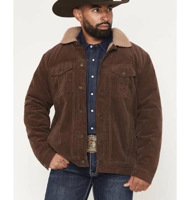 Cody James Men's Ozark Corduroy Sherpa Lined Heavyweight Trucker Jacket
