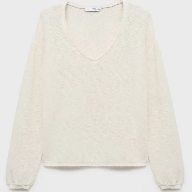 MANGO Women's V-Neck Knit Sweater