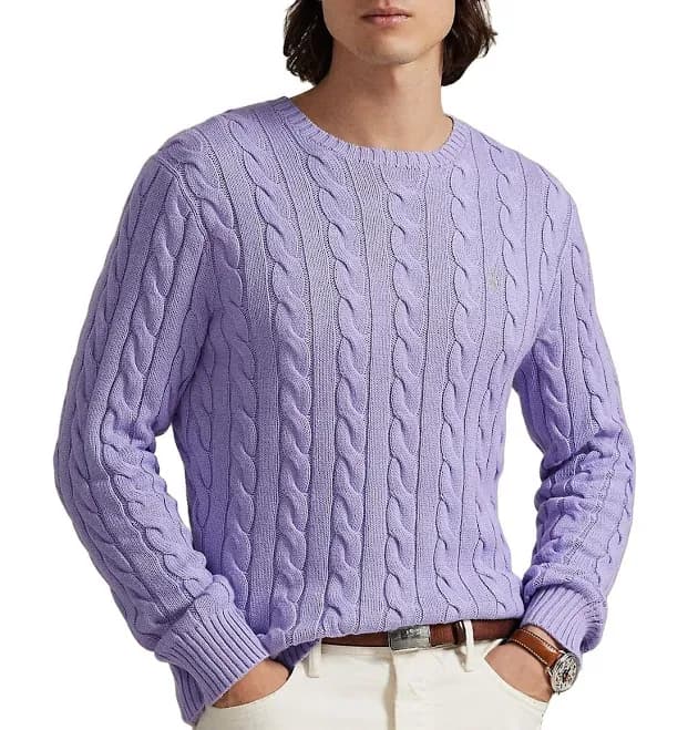 Ralph Lauren Cable-knit Cotton Men Sweater - Sky Lavender