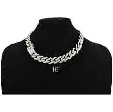 Iced Out Cuban Link Chain: Silver Tone CZ Pave Hip Hop Choker