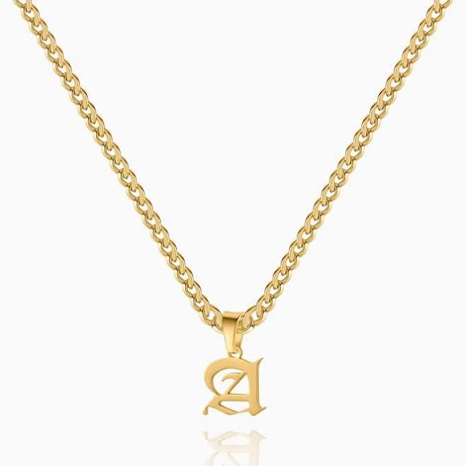 Dorado Gothic Letter Cuban Chain Necklace