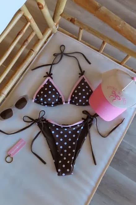 Cafe Polka Bikini Top