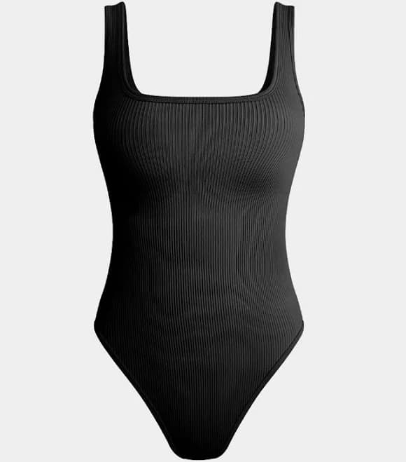 Ribbed Square Neck Sleeveless Tank Tops