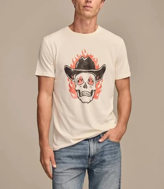 Lucky Brand Men's Flaming Skull Graphic Tee