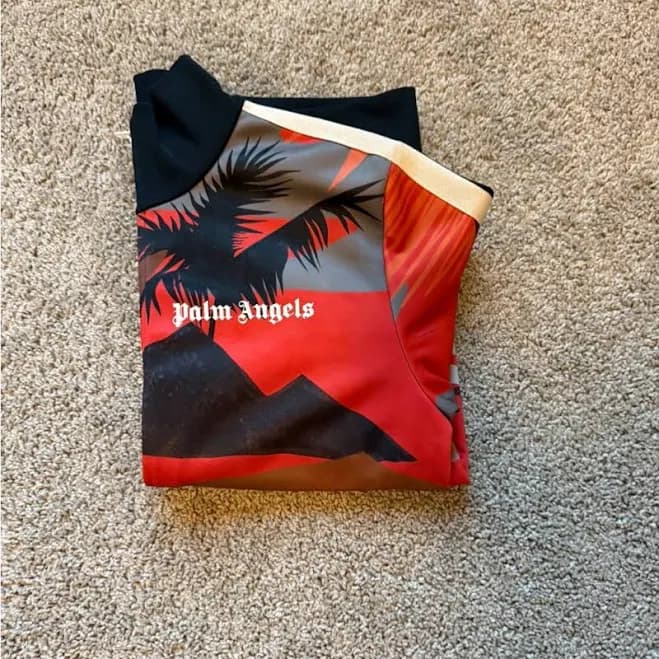 Palm Angels Jackets & Coats | Palm Angels Red And Black Graphic Track Jacket | Color: Black/Red | Size: M | Tjh6's Closet