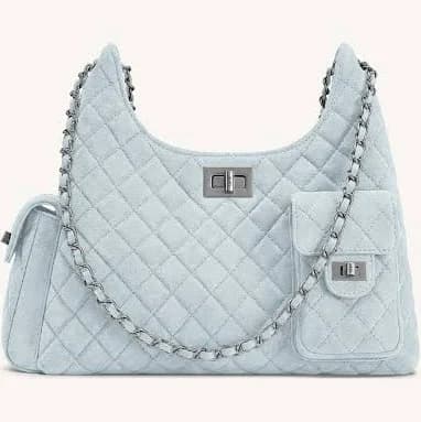 Vivian Faux Suede Quilted Shoulder Bag