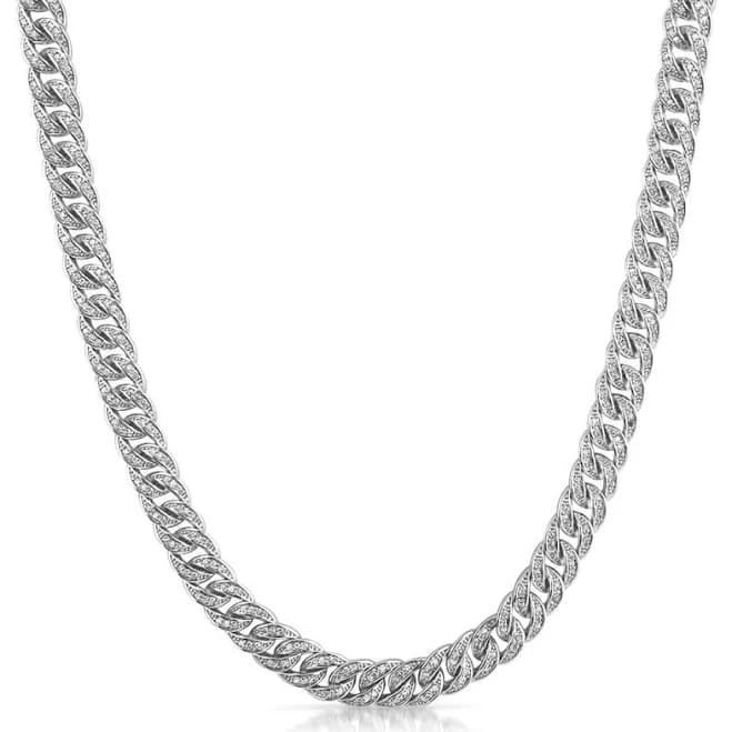 Sterling Silver 8mm Iced Out Cuban Chain