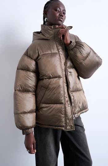 Topshop Hooded Puffer Jacket