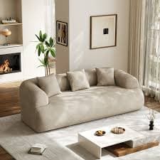 Rophefx 91.5" Boneless Cloud Couch, Chenille Curved Sofa, Modern Compression Sofa for Living Room, No Assembly Required, Light Brown - Walmart.com