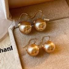 10/12/14/16mm Champagne South Sea Shell Pearl 18KGP Hook Earring AAA | eBay