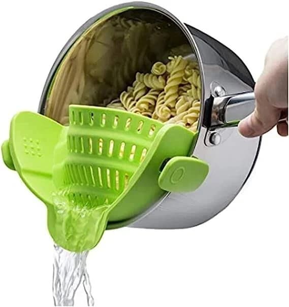 Kitchen Gizmo Snap N' Strain Silicone Pasta Strainer Clip-On for Pots and Pans