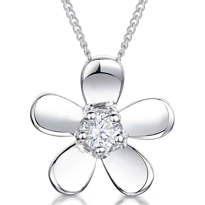 JOOLS Sterling Silver Cubic Zirconia Centre Flower Pendant