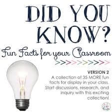 Did You Know? Fun Facts For Your Classroom {Version 2} by 3rd Grade Thoughts