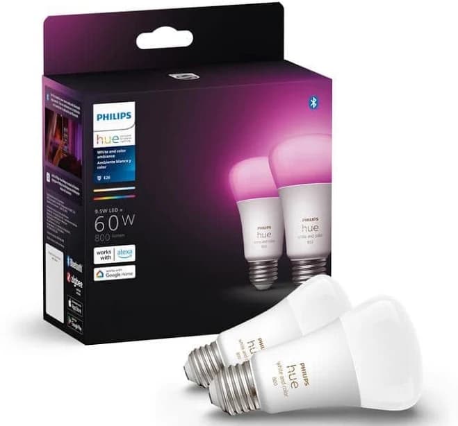 Philips Hue White and Color Ambiance Smart LED Bulb 2-Pack