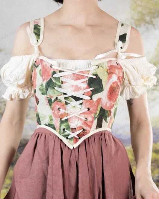 French Meadows Pink Peony Floral Corset Top