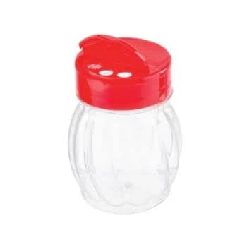 TableCraft Shaker with Flip Top, 6 oz, Glass/Plastic, Red, 12/Pack
