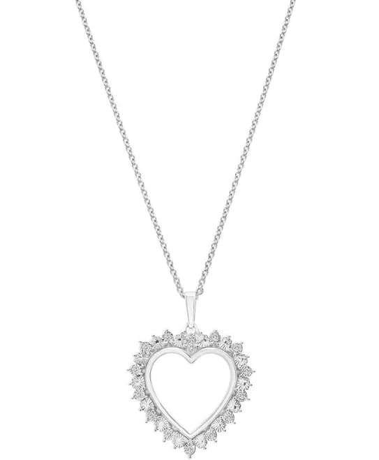 Macy's Sterling Silver Diamond Heart Pendant Necklace