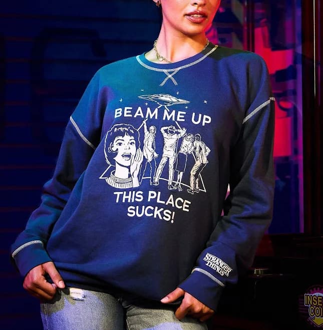 Stranger Things Beam Me Up Crewneck