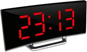 Amazon.com: DDGURDH Alarm Clocks Digital Clock Large Screen Curved Surface Mirror Alarm Table Desk Bedroom Home Decoration with Temperature Display(Rojo) : Home & Kitchen