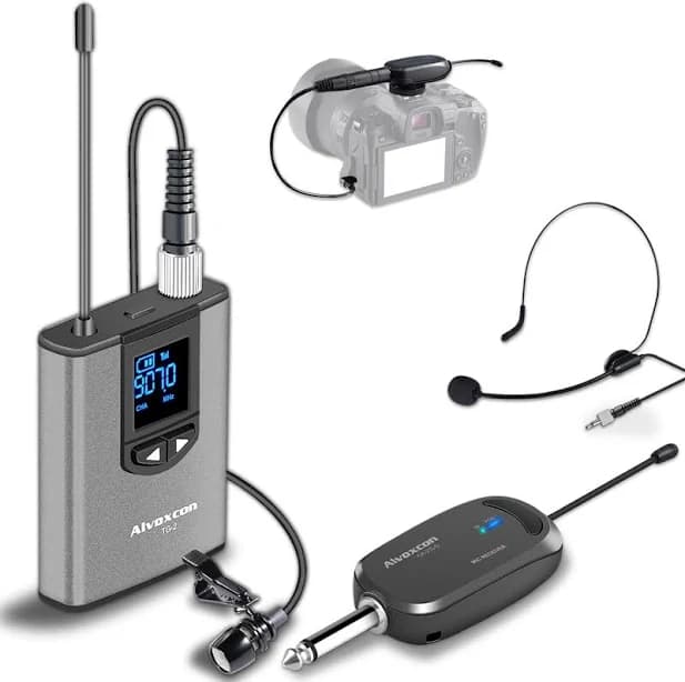 Alvoxcon Wireless Headset Lavalier Microphone System