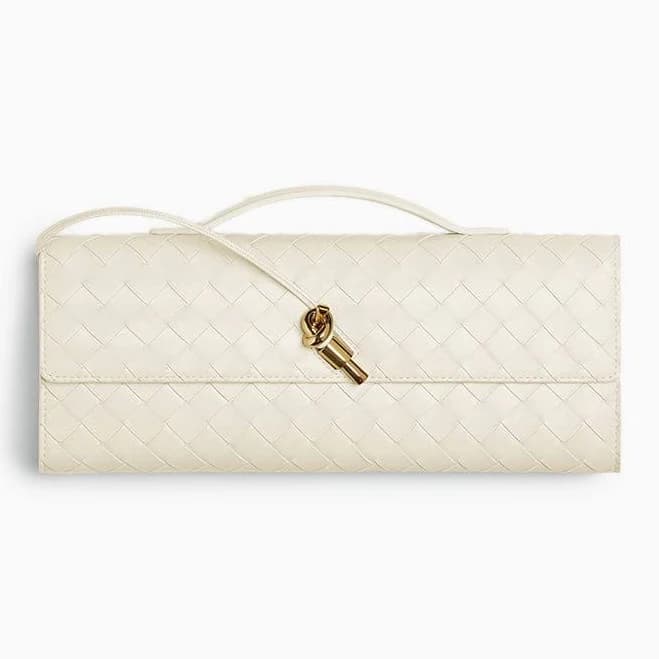 Vespera Leather Top Handle Clutch with Knot Closure