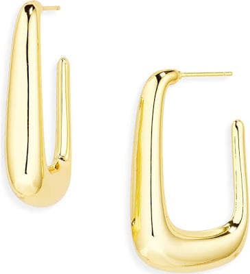 Argento Vivo Women's Puffy Rectangle Hoop Earrings