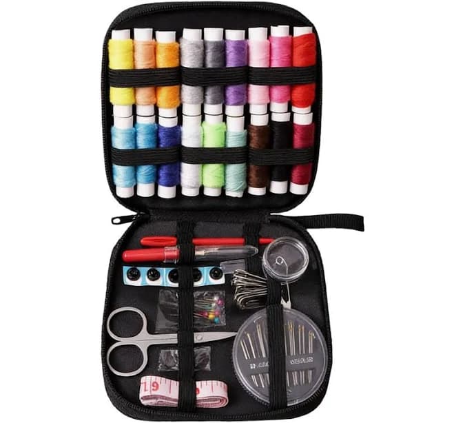 Set Of 86-piece Sewing Kit With Magnifying Glass Thread Scissors