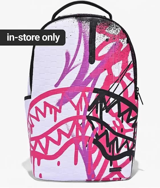 Sprayground Graffiti Mayhem Remix Backpack new White Bookbag Large