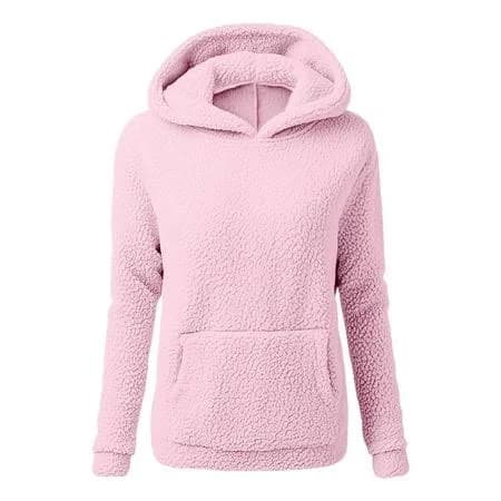 Women's Fuzzy Sherpa Fleece Hoodie with Pocket