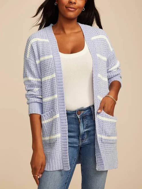maurices Women's 90s Chenille Stripe Slouch Cardigan