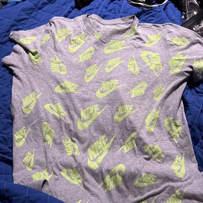 Men's T-shirt Nike Short Sleeve Aop Graphic Printed Gray/ Green Xl