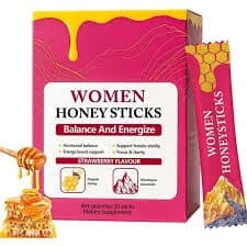 Shilajit Honey Sticks for Women, Strawberry Honeysticks, Natural Energy 30pcs