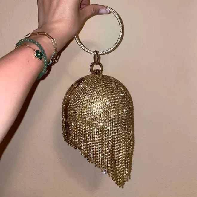 Badgley Mischka Spherical Minaudière Rhinestone Ball Clutch Bag