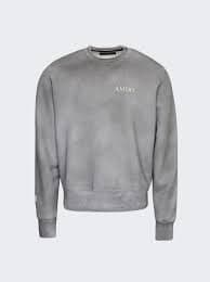 Amiri o1gr1nt1124 Aged Puff Logo Crewneck Sweatshirt in Grey | Grailed