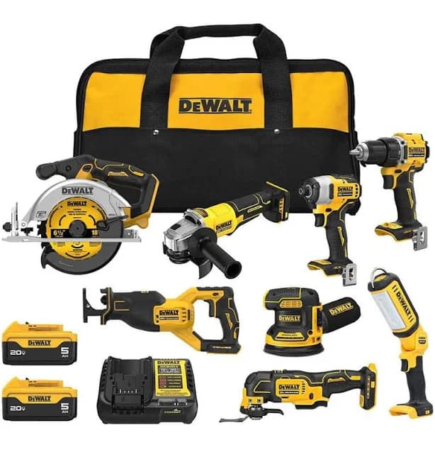 DEWALT 20V Lithium-Ion Cordless 8-Tool Combo Kit