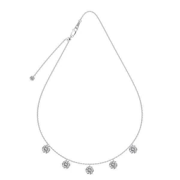 925 Sterling Silver Cubic Zirconia Flat Round Pendant Cable Chain Necklace