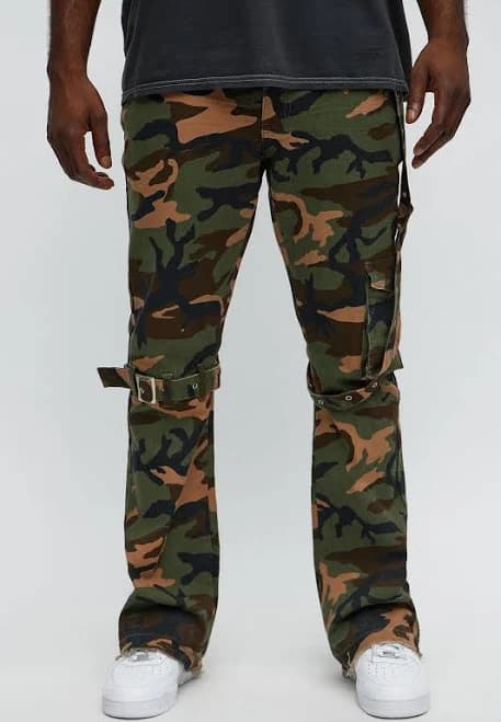 Fashion Nova Men's Strap Me Up Stacked Skinny Flare Jeans