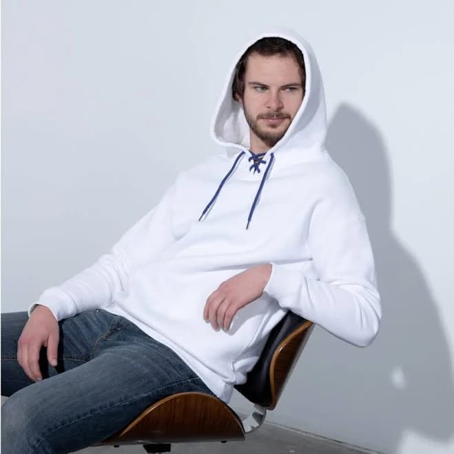 White Hoodies with Colored drawstrings