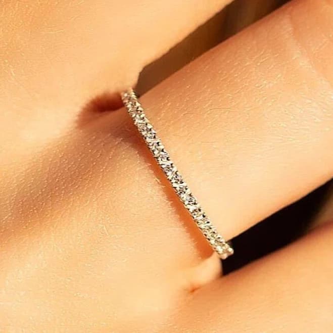 925 Sterling Silver Pave Diamond CZ Wedding Band